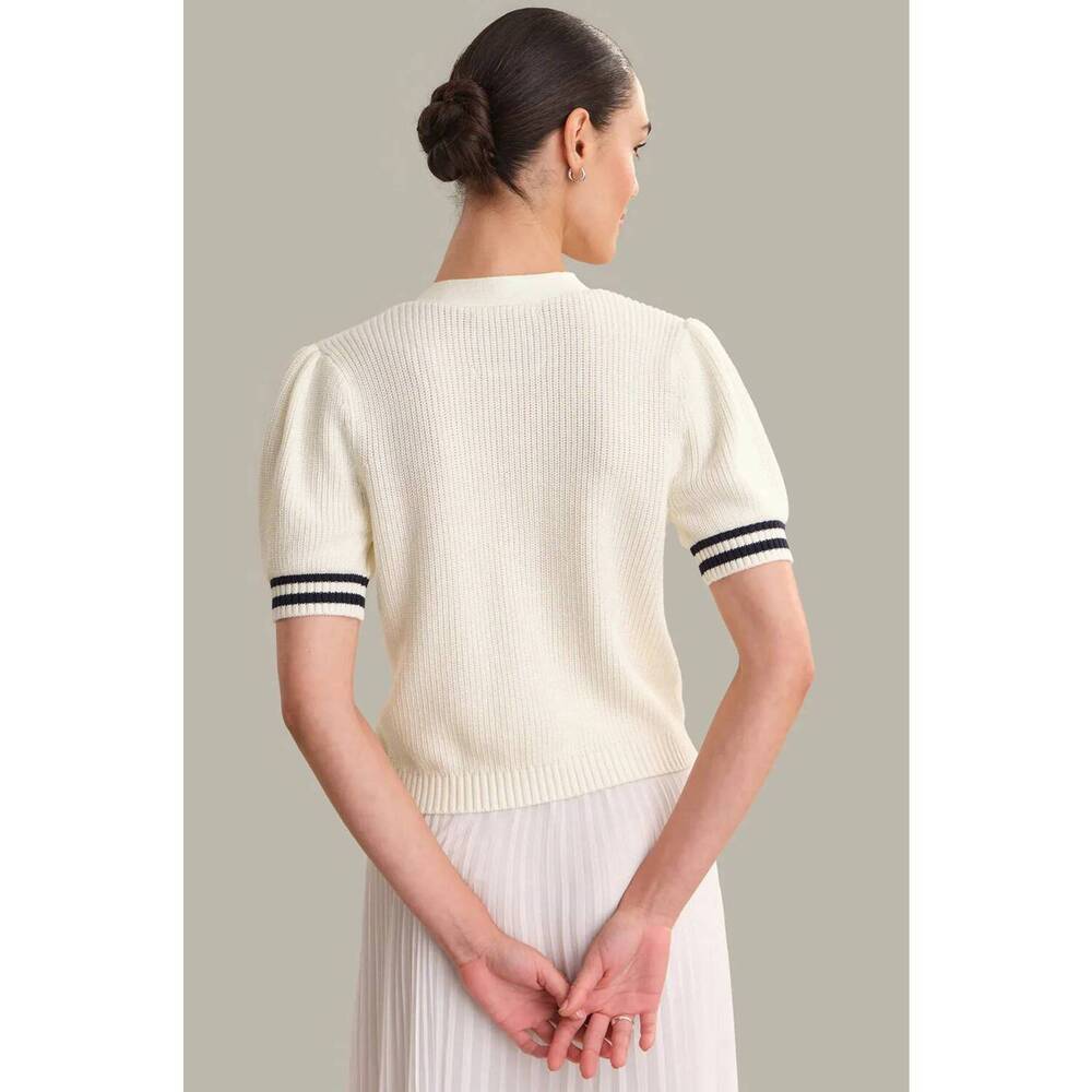 NEW 525 AMERICA avalon puff sleeve button front cardigan in chalk - Picture 4 of 6